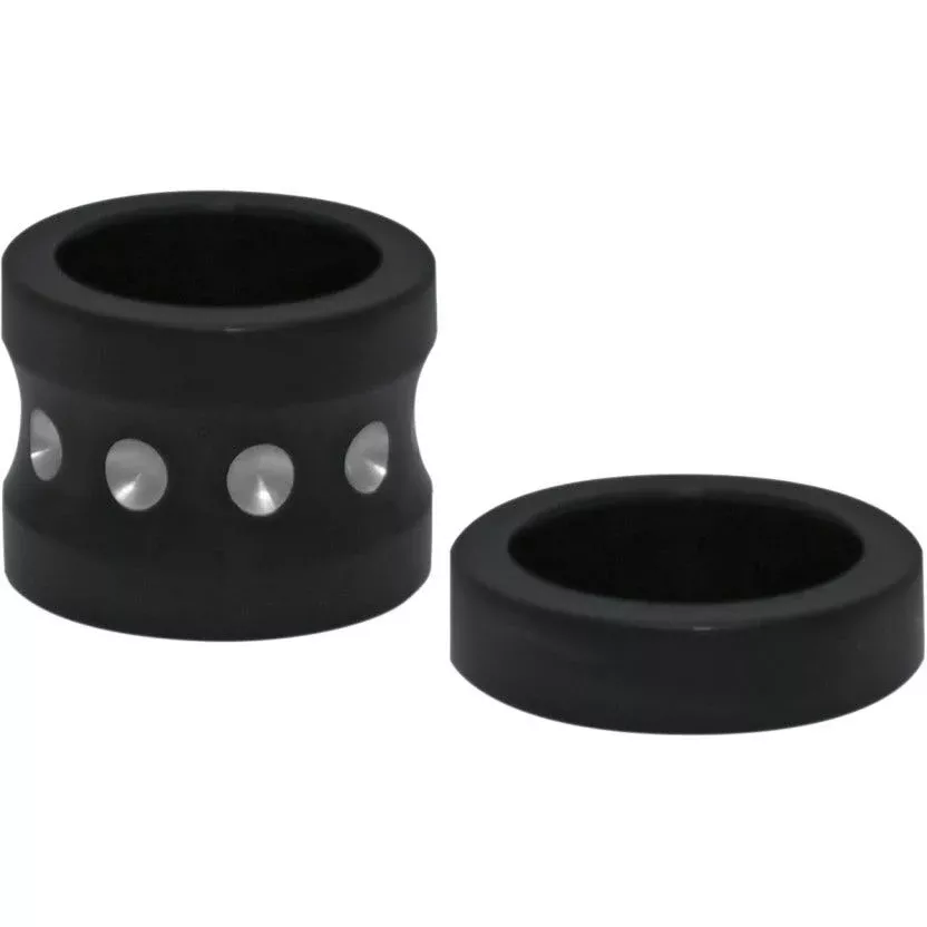 Covingtons Customs Black Dimpled Front Axle Spacers Harley FLH 08-17 w/ ABS