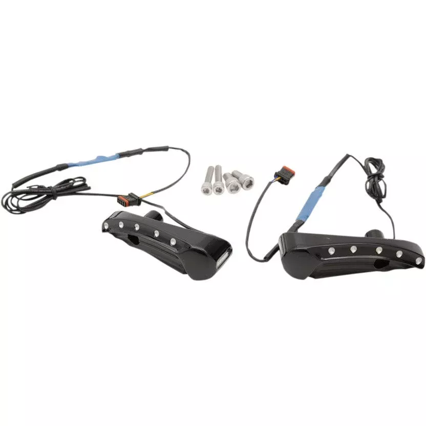 Covingtons Customs Black Flush Front Billet Turn Signals Harley Road Glide 15-17