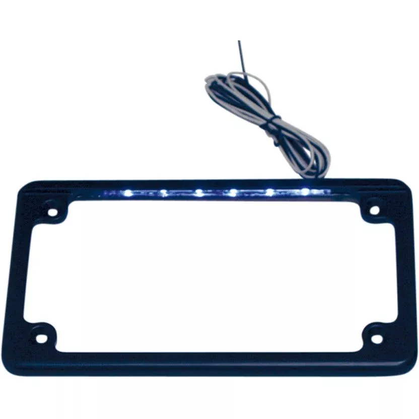 Custom Dynamics Black Flat Horizonal Motorcycle Plate Frame w/ LED Illumination