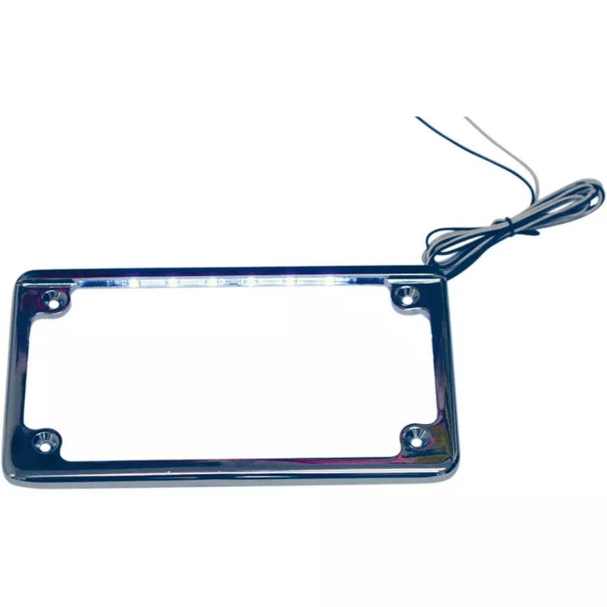 Custom Dynamics Chrome Flat Horizonal Motorcycle Plate Frame w/ LED Illumination