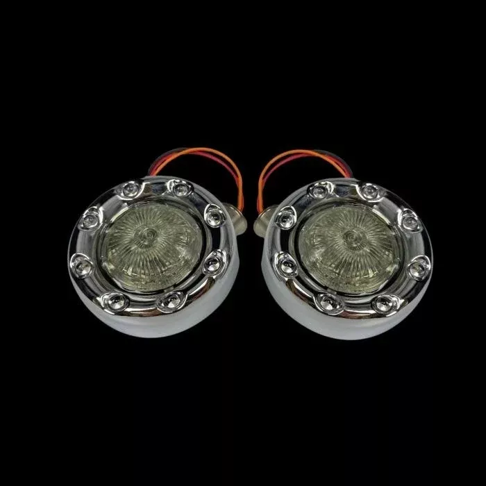 Custom Dynamics ProBeam Chrome Bullet Ringz Amber White LED Front Turn Signals JAE
