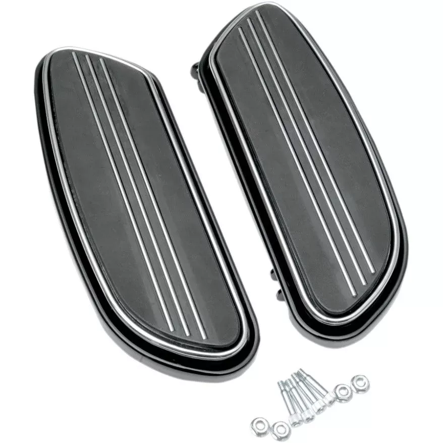 Drag Black Sweeper Streamliner Swept Driver Floorboards Harley FLHT & Softail