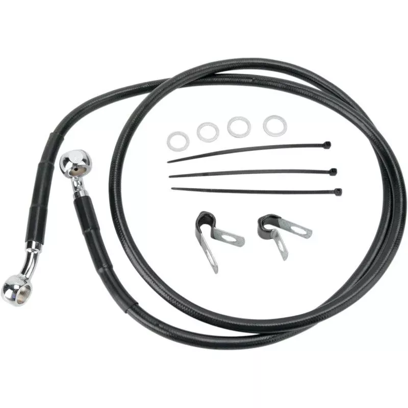 Drag Front Extended +6 Black Vinyl Brake Line for Harley 99-07 FXST