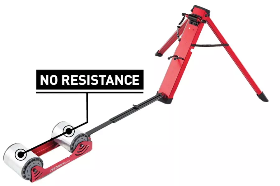 Feedback Sports Omnium Zero-Drive Rear Wheel Trainer – Fork Mount, No Resistance, Red