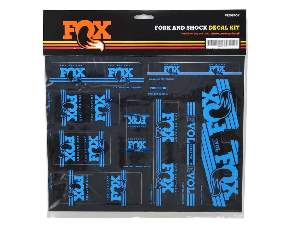 Fox Decal AM Heritage Fork and Shock Kit Cyan Blu