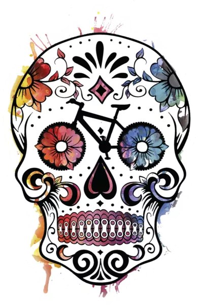 George's Cycles Sugar Skull Bike Sticker - Multicolor