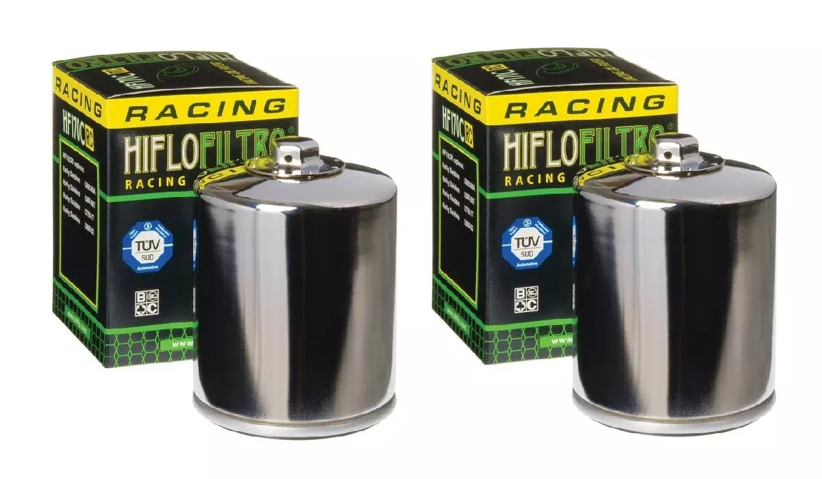 HiFloFiltro HF171CRC Chrome High Performance Oil Filter Pair 99-25 Harley Models