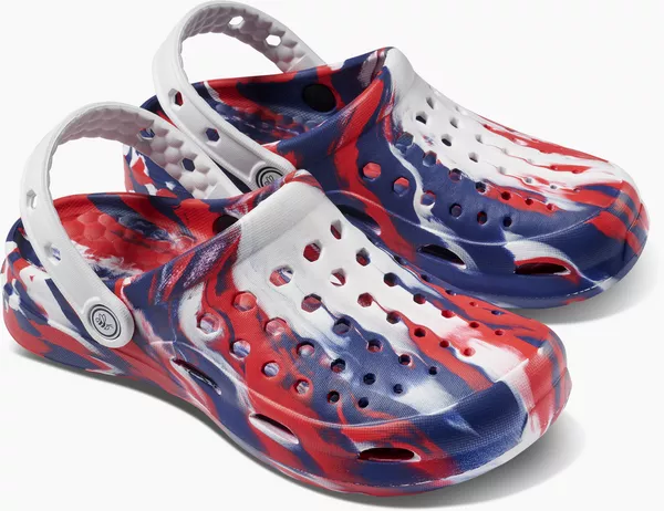 Joybees Active Clog Marbled Red, White and Blue