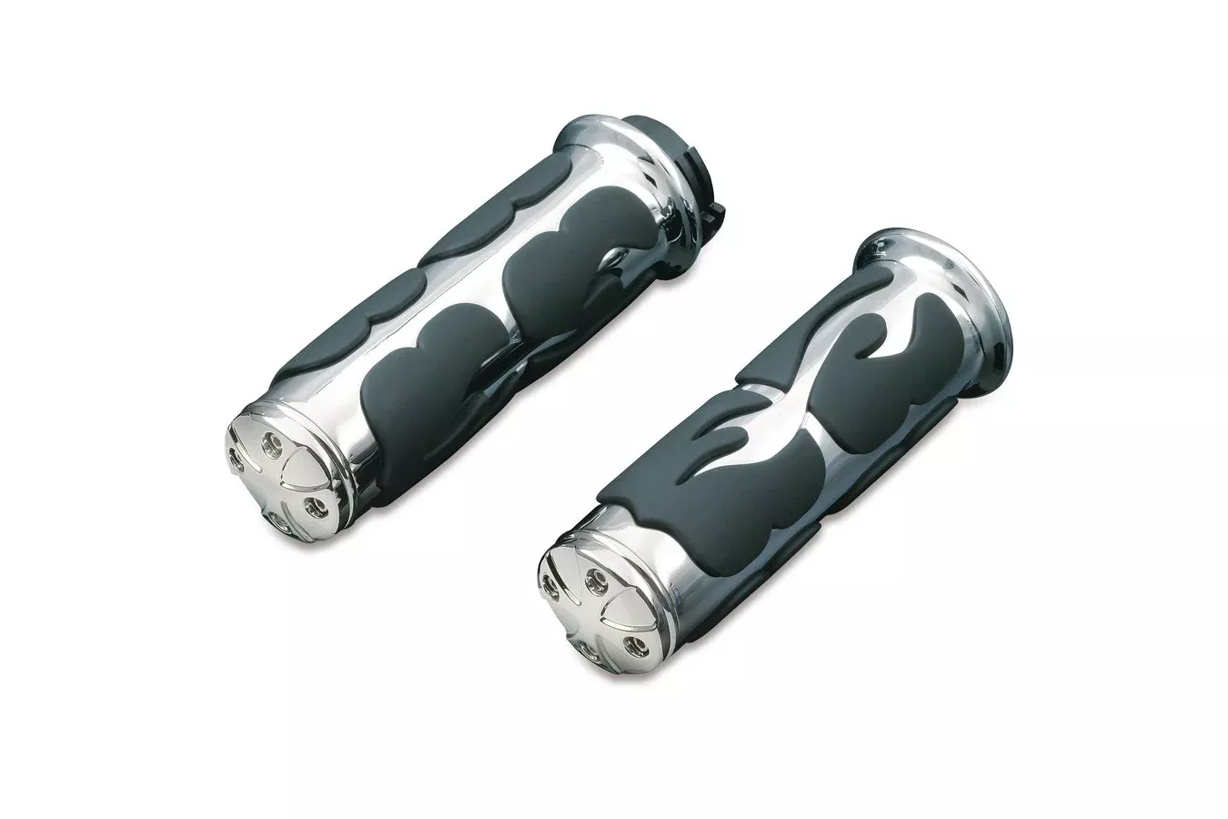 Kuryakyn Chrome ISO-Flame Grips for Harley-Davidson with Dual Cable Throttle