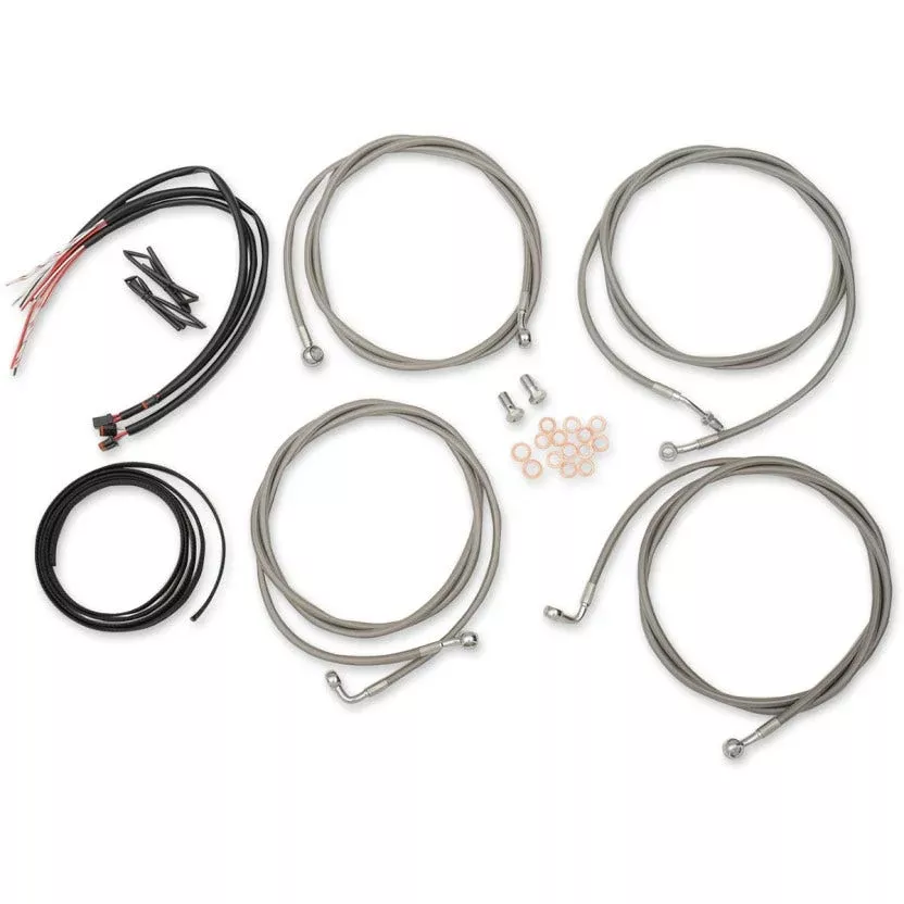 LA Choppers Stainless Braided Complete 15"-17" Extended Cable Kit ABS FLHT/X 17