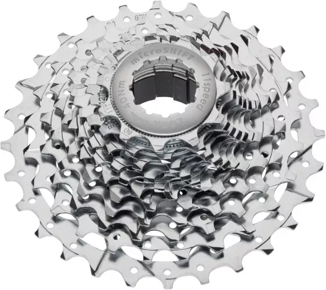 microSHIFT G11 Cassette – 11 Speed, 11-28t, Silver, Chrome Plated, With Spider