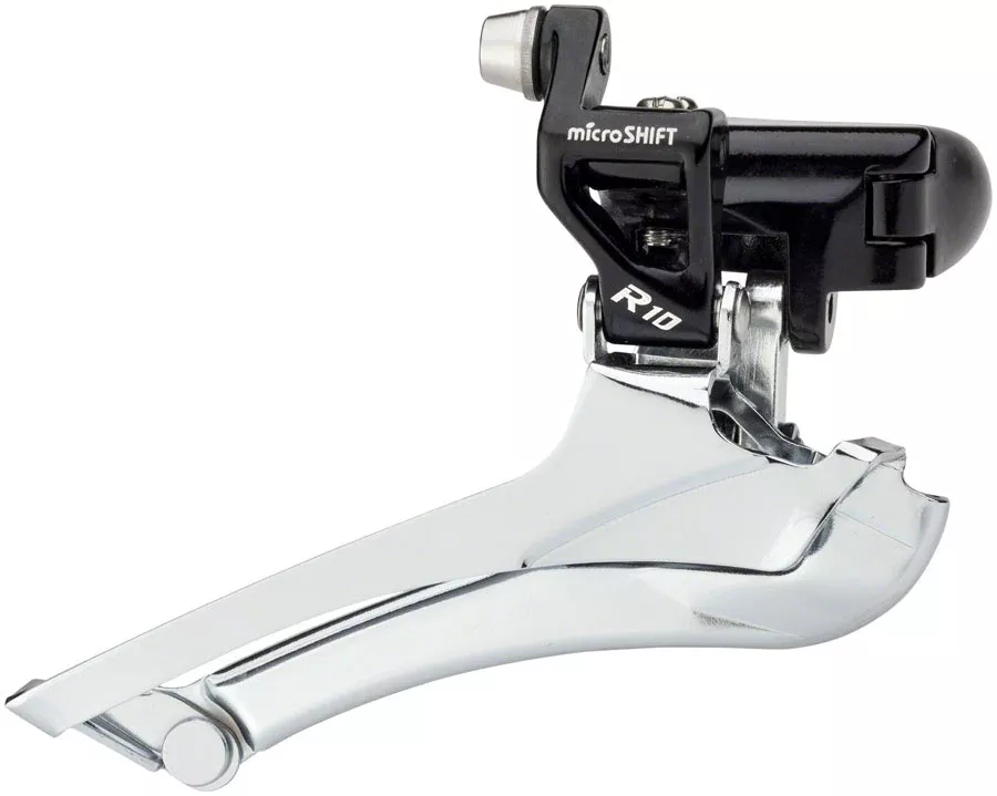 microSHIFT R10 Front Derailleur – 10-Speed Double, 56t Max, Band Clamp, Shimano Compatible, Black