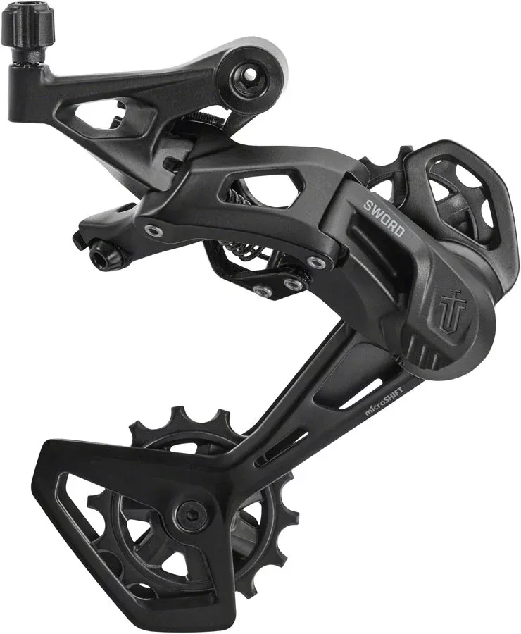microSHIFT Sword Black Rear Derailleur – 9-Speed, Long Cage, Compatible with Sword Black 2x, Black