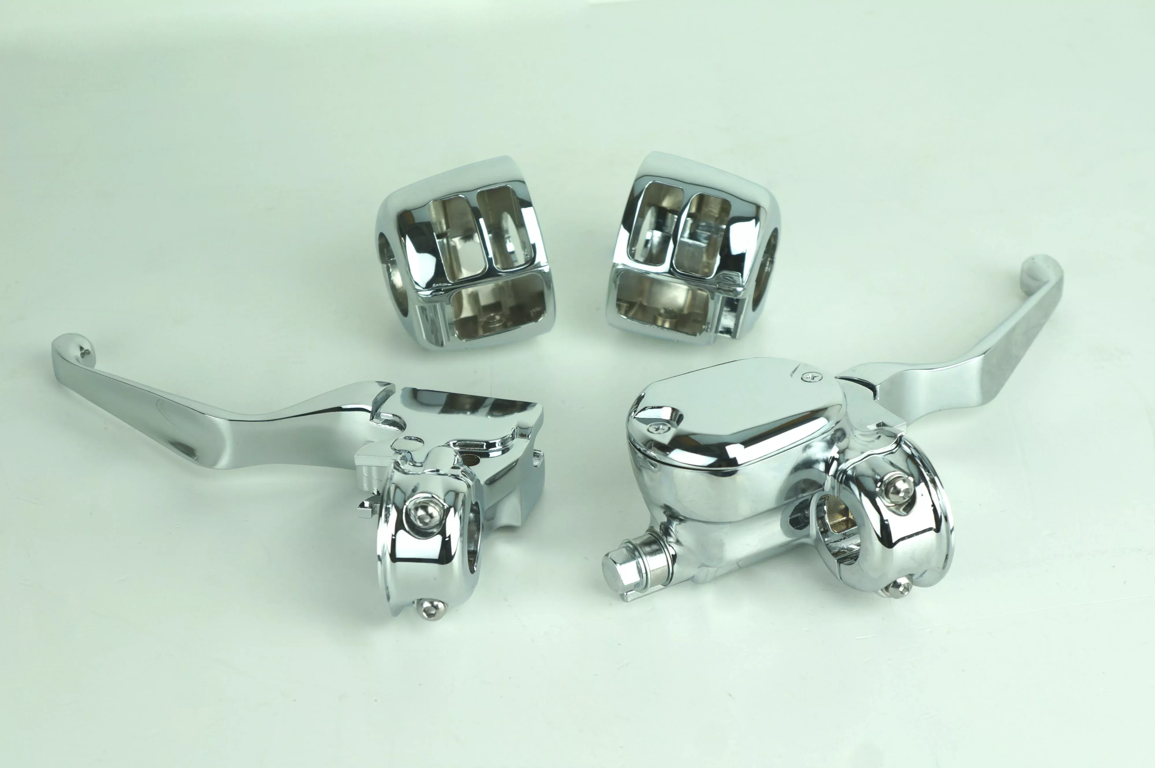 New Custom Chrome Handlebar Controls Kit Switch Housings Levers 2007-2013 Harley