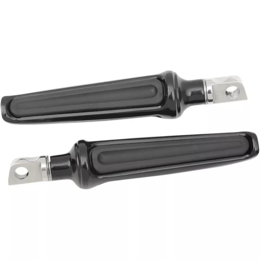 Performance Machine PM Black Contour Rubber Insert Male Foot Pegs for Harley