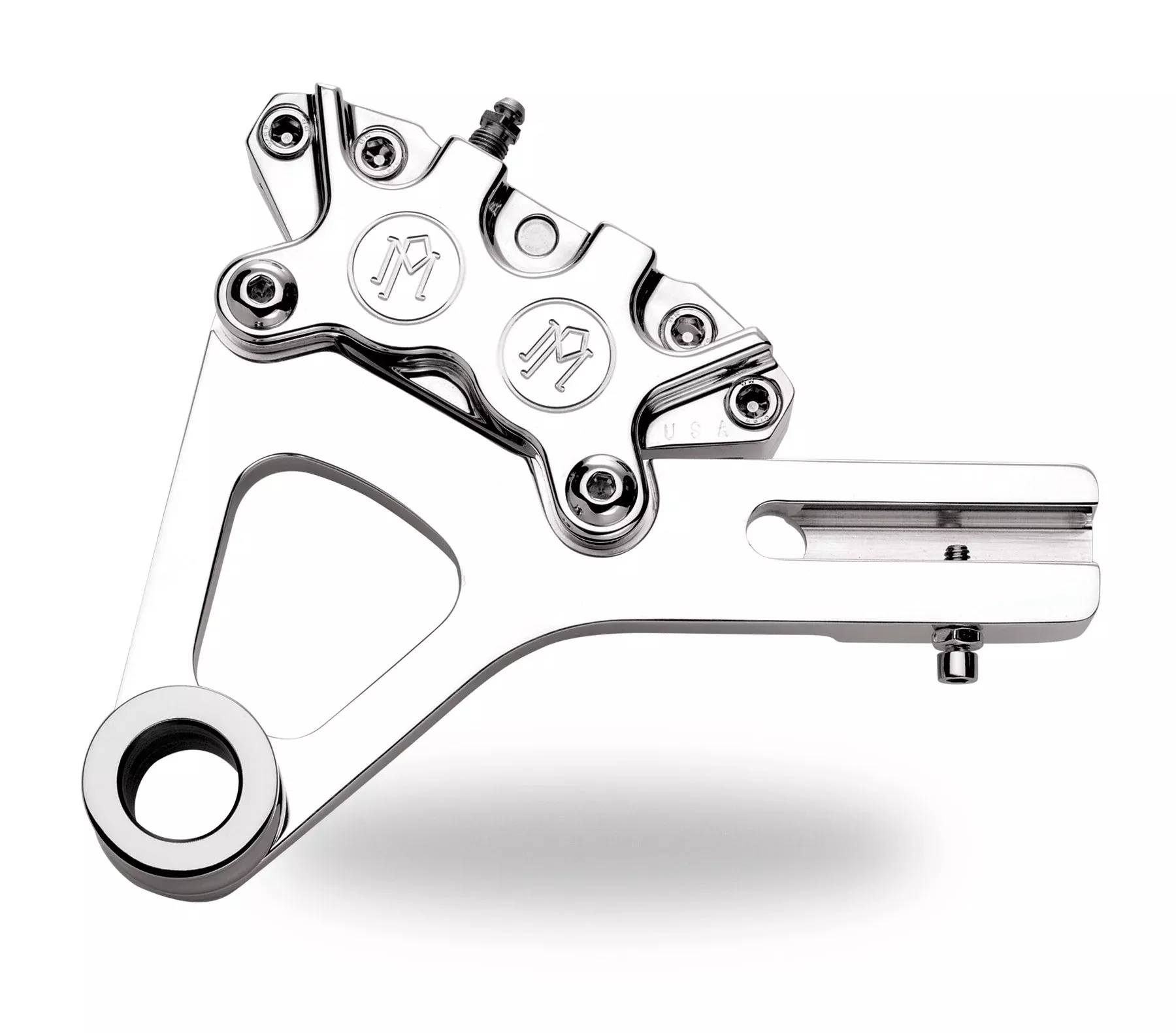PM Chrome 4 Piston Rear Brake Caliper for Harley Dyna 06-07 Models