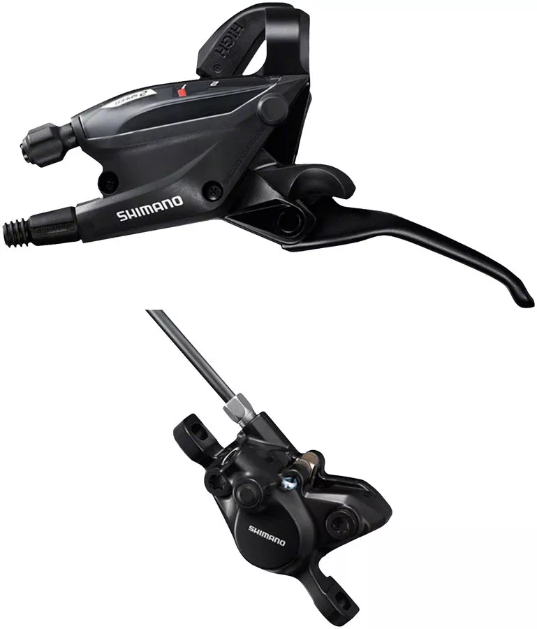 Shimano ST-EF505 EZ Fire Plus Shift/Brake Lever with BR-MT200 Disc Brake Caliper – Left/Front, 2x Shift, 2-Piston, Black