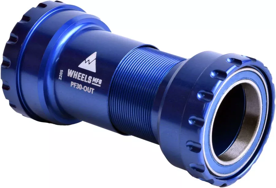 Wheels Manufacturing PF30 Outboard Bottom Bracket – For 30mm Spindle, ABEC-3 Bearings, PressFit Thread Together, Blue