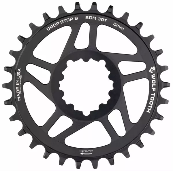 Wolf Tooth Direct Mount Chainrings for SRAM 3-bolt Cranks, Drop-Stop B, 0mm Offset