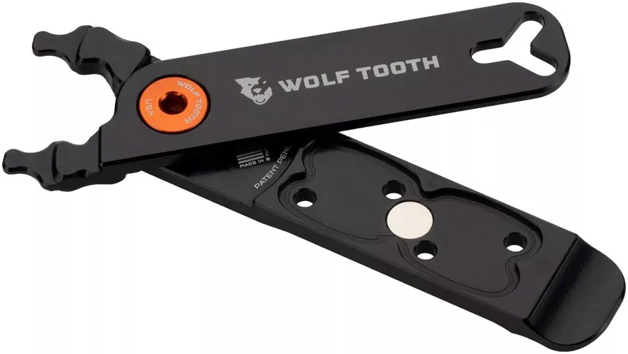 WOLF TOOTH MASTER LINK COMBO PLIERS WITH ORANGE BOLT
